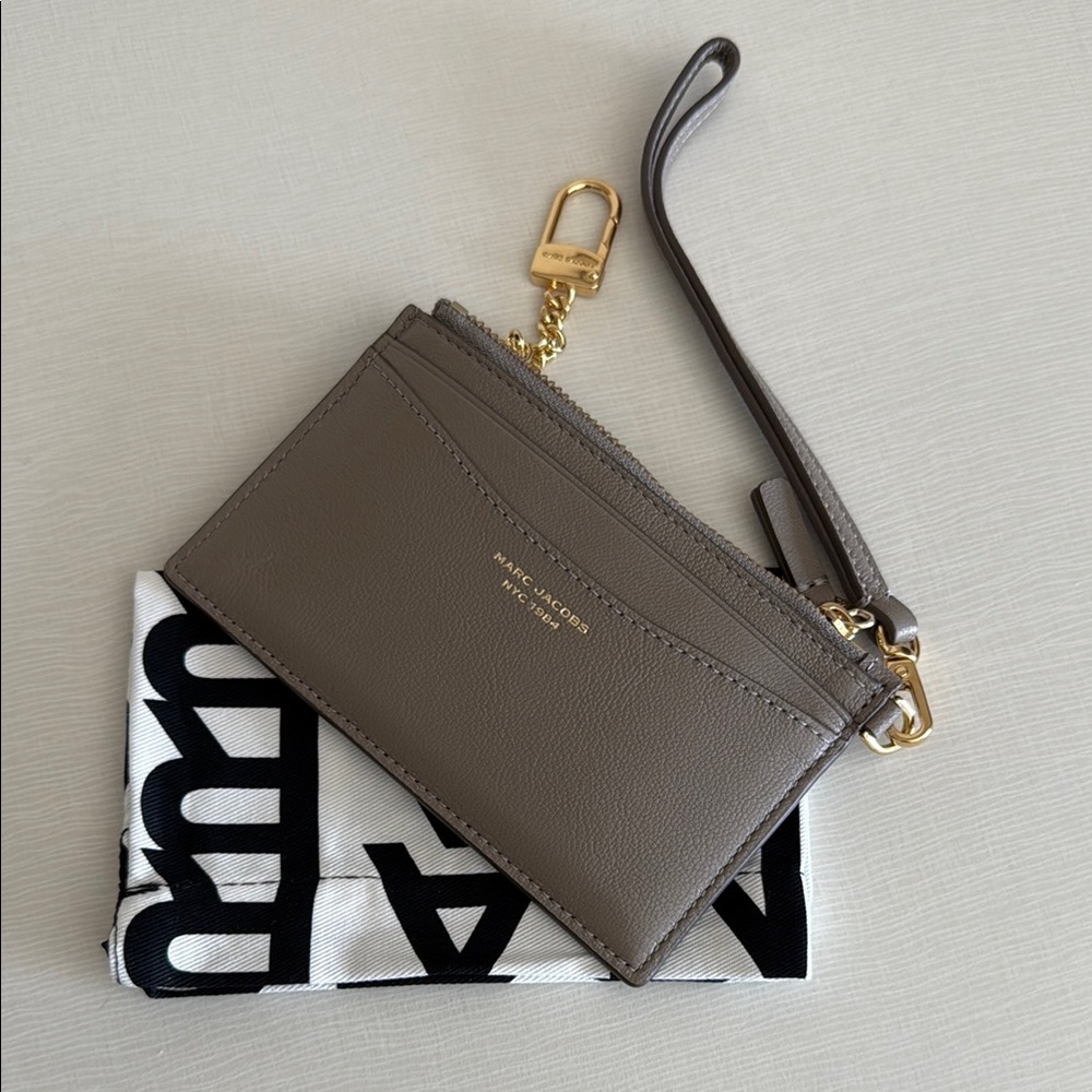 Marc Jacobs Taupe Wristlet with Gold Accents